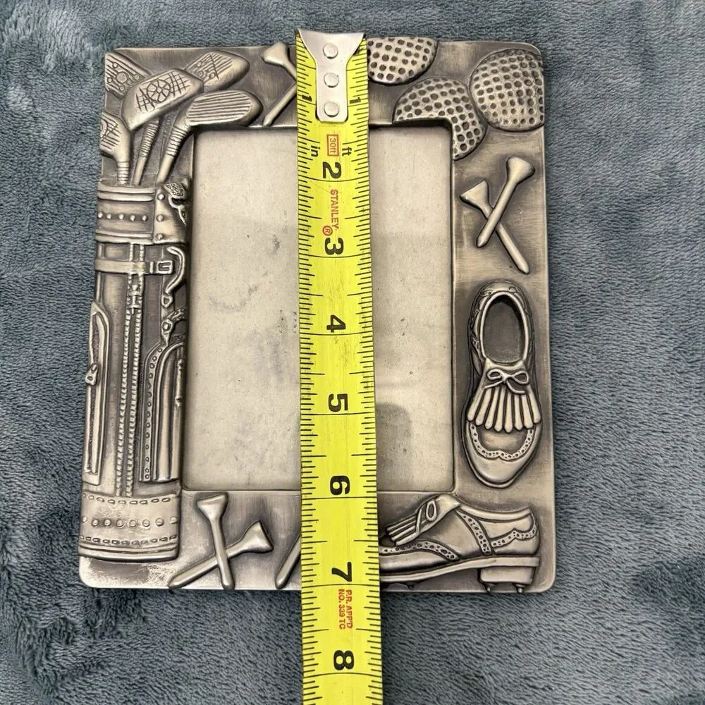 Classic Golf Metal Picture Frame with Golf Theme 3D Design Fits 3 1/2